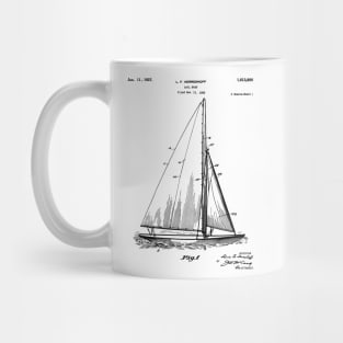 Sailboat Patent - Yacht Art - Black And White Mug